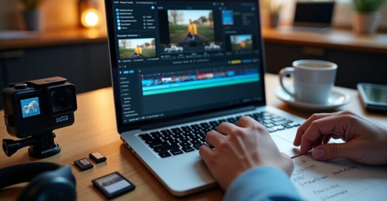 edição vídeo câmera de ação