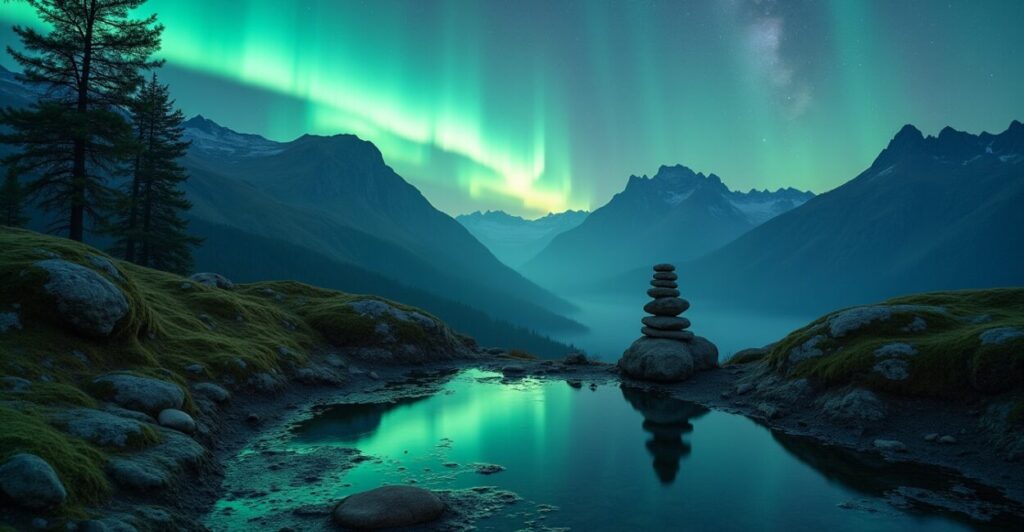 5) Layered Landscapes with Auroral Ribbons